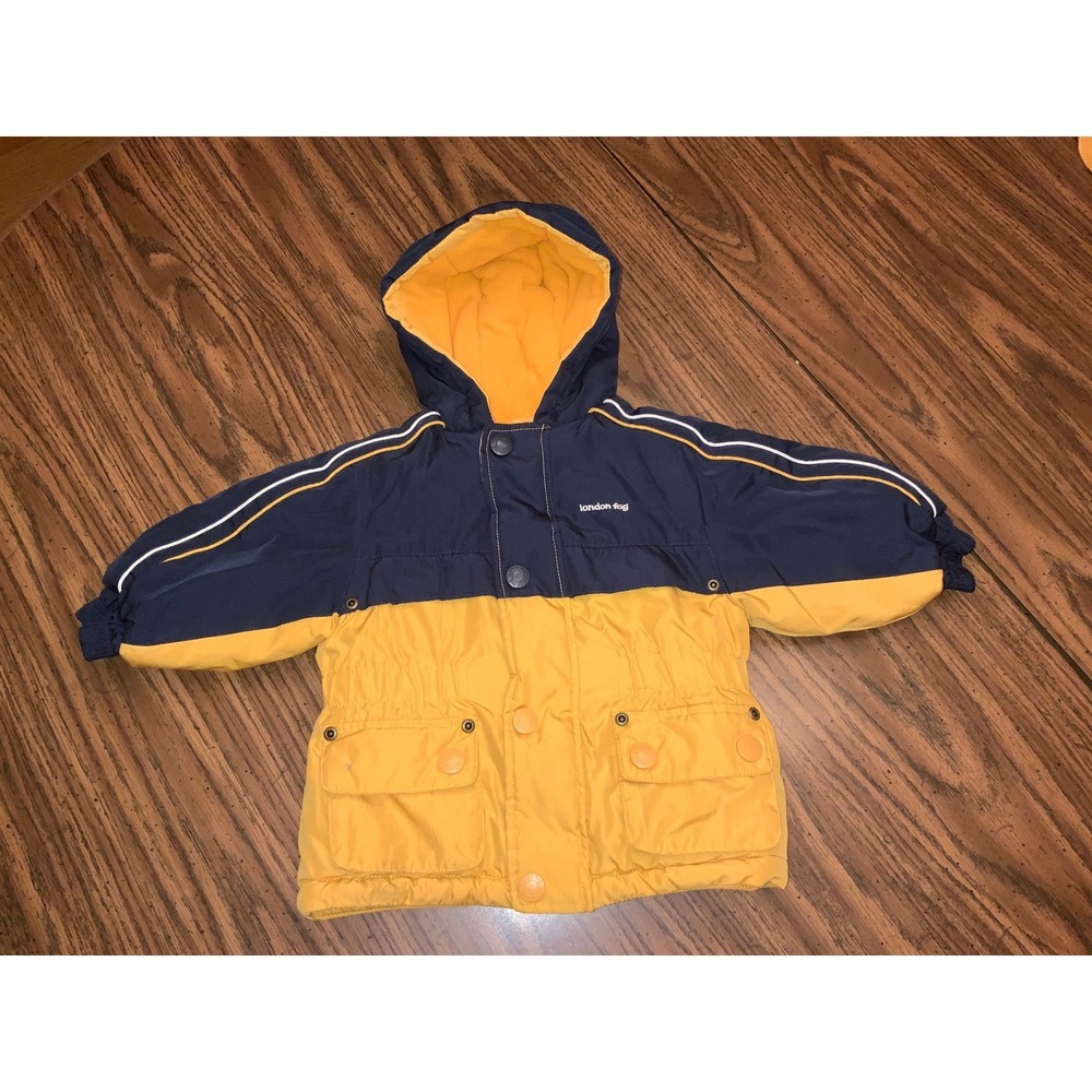 London Fog Infant‎ Baby Boy Yellow Blue Puffer Winter Coat Jacket 12 Months